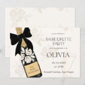 Bachelorette party Champagne fles Zwart Bow Kaart (Voorkant / Achterkant)