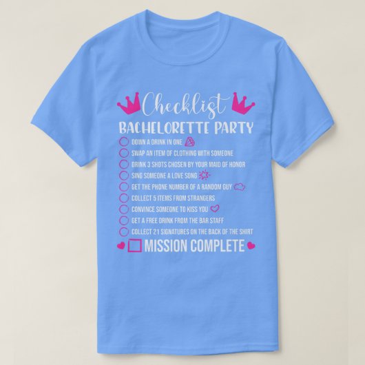 Bachelorette Party Checklist Games Bride Premium T-shirt (Design voorkant)