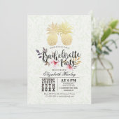 Bachelorette Party Chic Gold Foil Pineapple Coule Kaart (Staand voorkant)
