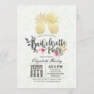Bachelorette Party Chic Gold Foil Pineapple Coule Kaart