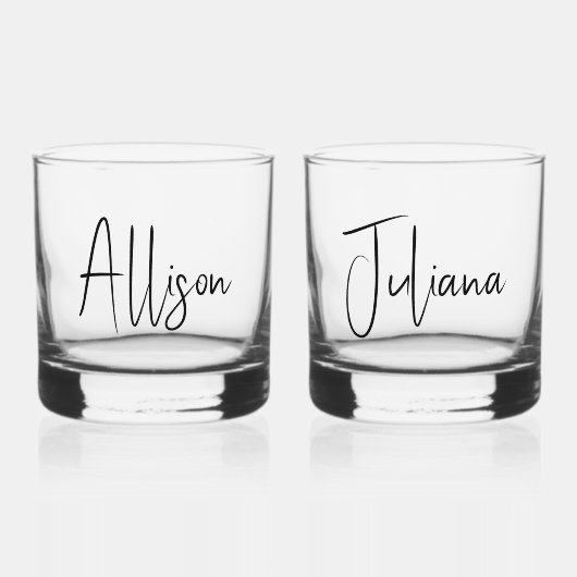 Bachelorette Party Chique Script Bruiloft Whisky Glas (Voorkant)