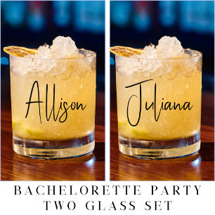 Bachelorette Party Chique Script Bruiloft Whisky Glas