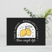 Bachelorette party citroen fruit thema zwart geel kaart (Staand voorkant)