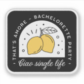 Bachelorette party citroen fruit thema zwart geel sticker (Voorkant)