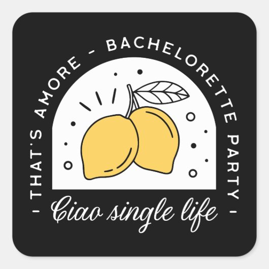 Bachelorette party citroen fruit thema zwart geel vierkante sticker (Voorkant)