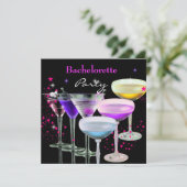 Bachelorette Party Cocktails Champagne Pink Kaart (Staand voorkant)