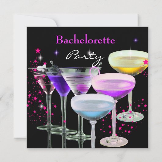 Bachelorette Party Cocktails Champagne Pink Kaart (Voorkant)