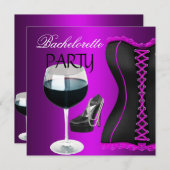 Bachelorette Party Cocktails Magenta Black Corset Kaart (Voorkant / Achterkant)