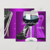 Bachelorette Party Cocktails Magenta Black Corset Kaart (Voorkant / Achterkant)