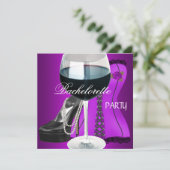 Bachelorette Party Cocktails Magenta Black Corset Kaart (Staand voorkant)