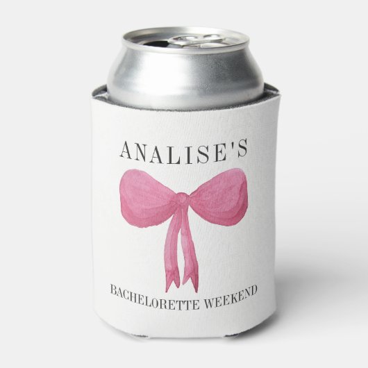 Bachelorette Party Coozie Cooler Roze Pastel Bow (Blikje Voorkant)