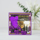 Bachelorette Party Corset Paarse Zebra Goud Kaart (Staand voorkant)