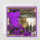 Bachelorette Party Corset Paarse Zebra Goud Kaart (Voorkant)