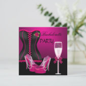 Bachelorette Party Corset Pink Shoes Hi Heels Kaart (Staand voorkant)