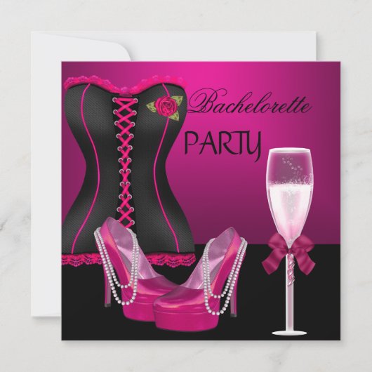 Bachelorette Party Corset Pink Shoes Hi Heels Kaart (Voorkant)
