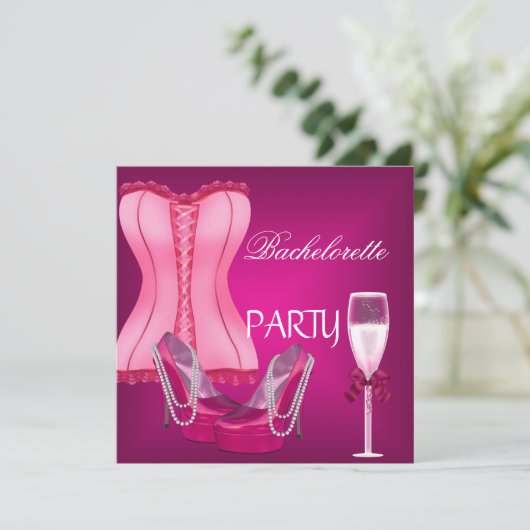 Bachelorette Party Corset Pink Shoes Hi Heels Kaart (Staand voorkant)