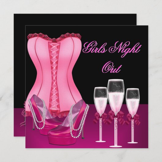 Bachelorette Party Corset Pink Shoes Hi Heels Kaart (Voorkant / Achterkant)