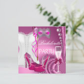 Bachelorette Party Corset Pink Shoetmasker Kaart (Staand voorkant)