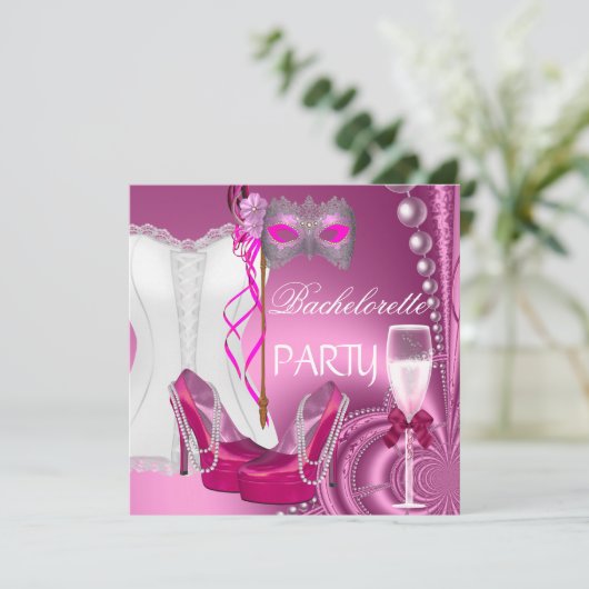 Bachelorette Party Corset Pink Shoetmasker Kaart (Staand voorkant)