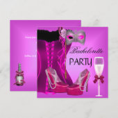 Bachelorette Party Corset Roze Schoenen Masker Kaart (Voorkant / Achterkant)