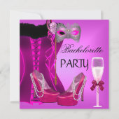 Bachelorette Party Corset Roze Schoenen Masker Kaart (Voorkant)