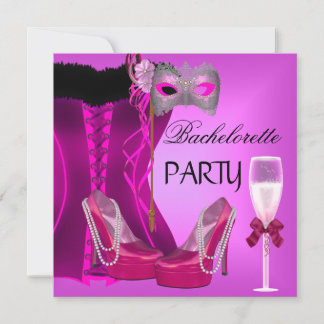 Bachelorette Party Corset Roze Schoenen Masker Kaart
