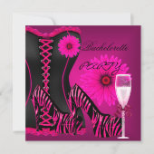 Bachelorette Party Corset Zebra Zwart Roze Schoene Kaart (Voorkant)