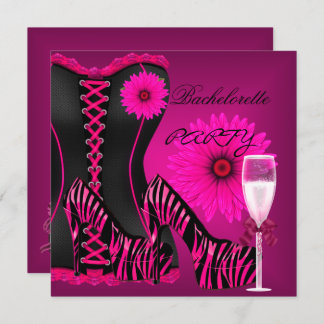 Bachelorette Party Corset Zebra Zwart Roze Schoene Kaart