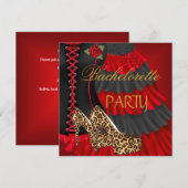 Bachelorette Party Corset Zwart Rood Jurk Schoenen Kaart (Voorkant / Achterkant)