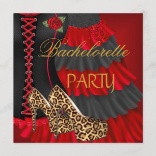Bachelorette Party Corset Zwart Rood Jurk Schoenen Kaart