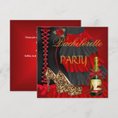 Bachelorette Party Corset Zwart Rood Jurk Schoenen Kaart (Voorkant / Achterkant)