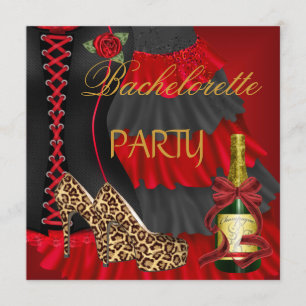 Bachelorette Party Corset Zwart Rood Jurk Schoenen Kaart