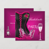 Bachelorette Party Corset Zwart Roze Schoenen 2 Kaart (Voorkant / Achterkant)