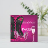 Bachelorette Party Corset Zwart Roze Schoenen 2 Kaart (Staand voorkant)