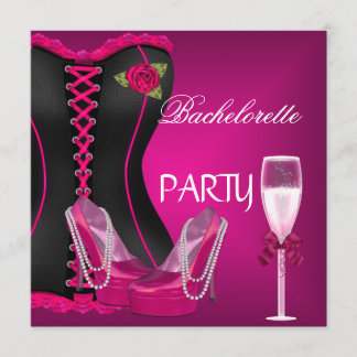 Bachelorette Party Corset Zwart Roze Schoenen 2 Kaart