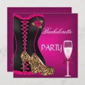 Bachelorette Party Corset Zwart Roze Schoenen Kaart (Voorkant / Achterkant)