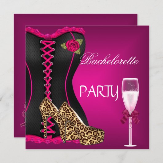 Bachelorette Party Corset Zwart Roze Schoenen Kaart (Voorkant / Achterkant)