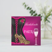 Bachelorette Party Corset Zwart Roze Schoenen Kaart (Staand voorkant)
