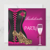 Bachelorette Party Corset Zwart Roze Schoenen Kaart (Voorkant)