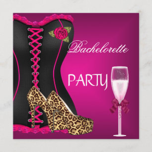 Bachelorette Party Corset Zwart Roze Schoenen Kaart