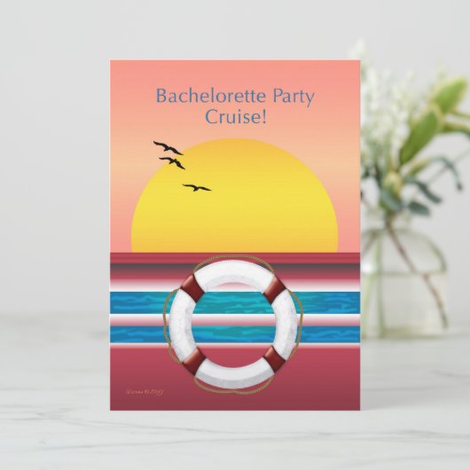 Bachelorette Party Cruise Invite - Sunset Design Kaart (Staand voorkant)