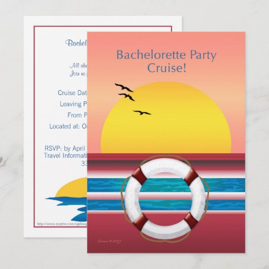 Bachelorette Party Cruise Invite - Sunset Design Kaart (Voorkant / Achterkant)