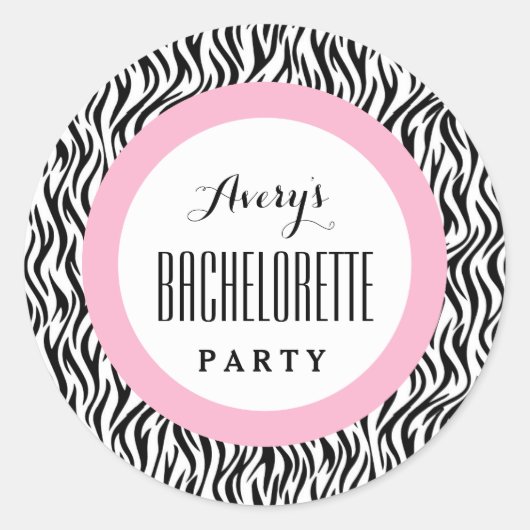 BACHELORETTE PARTY Custom Name V01 ZWART ROZE Ronde Sticker (Voorkant)