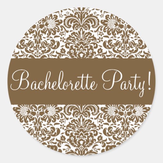 Bachelorette Party Damask Envelope Seal Ronde Sticker (Voorkant)