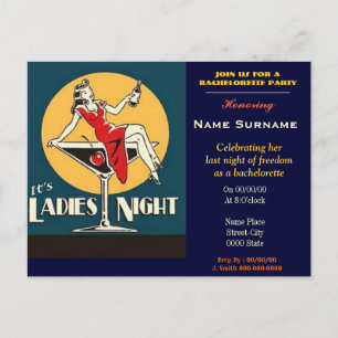 Bachelorette party, dan feest, dan avond, dan.... uitnodiging briefkaart
