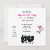 Bachelorette Party Dansen op Martini Glass Invita Kaart (Achterkant)