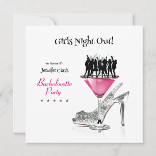Bachelorette Party Dansen op Martini Glass Invita Kaart