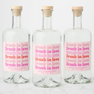 Bachelorette Party Decor Drink in Love Retro Pink Likeurfles Etiket