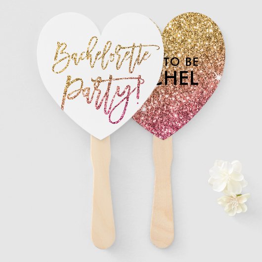 BACHELORETTE PARTY DECOR moderne chique gouden gli Handwaaier (Voorkant en achterkant)