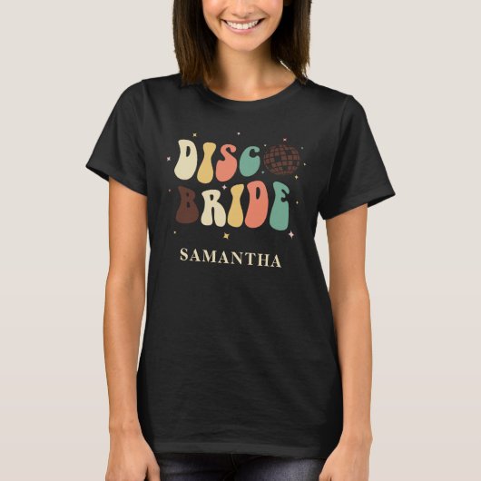 Bachelorette Party Disco Bride Custom Matching T-shirt (Voorkant)